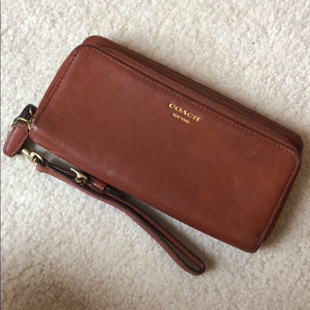 Long brown leather wallet